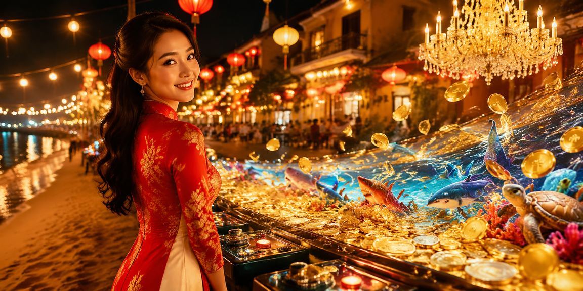 Người phụ nữ mặc áo dài tại Hội An đang xem thông tin casino và cá cược trực tuyến